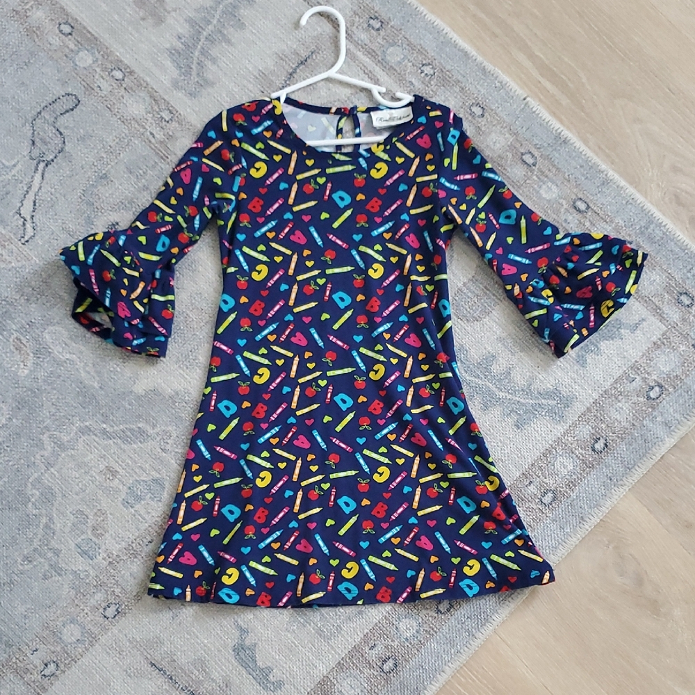 Rare Editions Girls Back To School ABC Crayon Dress Sz5